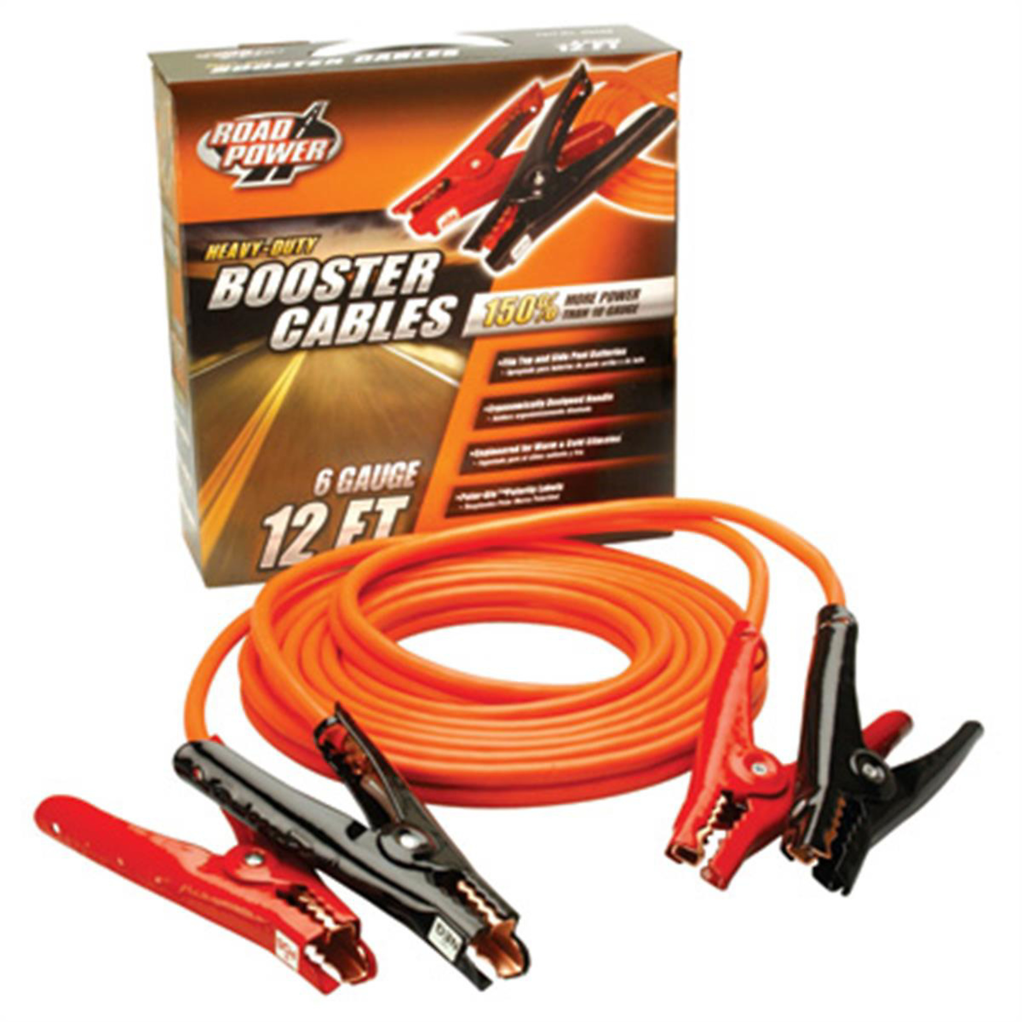 Coleman Cable Heavy-Duty Battery Booster Cables — 12ft., 6 Gauge, Polar-Glo Amp Clamps, Model# ECI08565